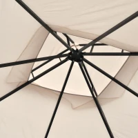 Outsunny 3 x 3(m) Garden Gazebo Patio Party Tent Shelter Outdoor Canopy Double Tier Sun Shade Metal Frame Netting, Beige(m-8)