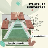 Outsunny Set Tavolo da Picnic per Bambini e Panche in Legno, Età 3-8 Anni, Marrone(m-7)