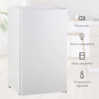 HOMCOM Mini Nevera Silenciosa 91L Clase E Frigorífico Pequeño Nevera Pequeña Bajo Encimera con Temperatura Regulable 5 Niveles(m-7)