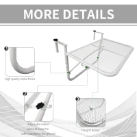Outsunny balkon wiszący stół stół ogrodowy kwadratowy metalowy taras z regulacją wysokości(m-6)