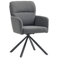 HOMCOM Gepolsterter Esszimmerstuhl, Küchenstuhl mit dicker Polsterung, Armlehnen, Metallbeine, Grau