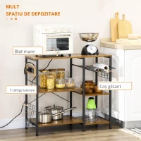 Homcom Suport Bucatarie – Cu Prize, USB & Rafturi Multifunctionale(m-6)