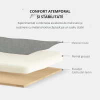HOMCOM Canapea cu 2 Locuri, Brațe, Compartiment de Depozitare și 2 Perne, 140x72x82 cm, Gri(m-7)