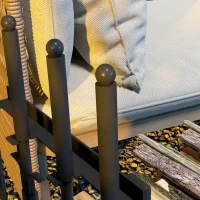 Outsunny Feuerholzgestell mit Rädern, viel Zubehör, Metallrahmen, bis 60 kg, 48 x 30 x 76 cm, Schwarz(m-7)