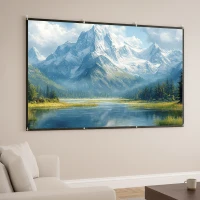 HOMCOM Telo per Proiettore 120" 16:9 HD 4K/8K Pieghevole e Portatile, Antipiega e Lavabile, Doppia Facciata, Bianco(m-9)