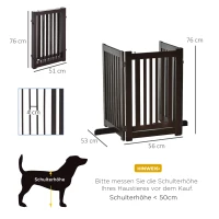 PawHut Absperrgitter Hund Freistehendes Verstellbares Schutzgitter mit Füßen 155 x 76 cm Holz Hundegitter Klappbar Treppenschutzgitter für Treppen, Türen, Küche, Flur, 3 Paneelen, Dunkelbraun(m-3)