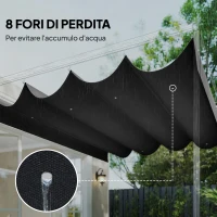 Outsunny Telo Pergola per Esterni Anti UV in Poliestere Grigio Scuro con 8 Fori di Drenaggio, 392x350 cm(m-6)