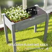 Outsunny Raised Bed for Garden, Wooden Elevated Planter Box with Bed Liner, for Flower Vegetable Herb, Dark Grey(m-4)