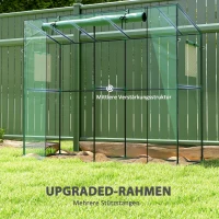 Outsunny Mini-kas, aanleunkas met oprolbare deur en gaasramen, UV-bestendig, voor bloemen, zaailingen, planten, Groen(m-4)