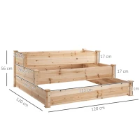 Outsunny Hochbeet 3-stufige Gartenbeet Pflanzenbeet  Kräuterbeet Blumentreppe für Balkon Garten Natur Tannenholz 120 x 120 x 56 cm(m-3)