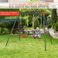 Outsunny Altalena Doppia Altalena da Giardino per Bambini 3+ Anni, Verde Rosso(m-7)
