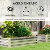 Outsunny Jardinera Elevada Rectangular de Acero Galvanizado para Cultivar Plantas Flores Hierba 120x60x30,5 cm Plata(m-4)