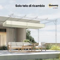 Outsunny Telo Pergola per Esterni Anti UV in Poliestere Bianco Crema con 8 Fori di Drenaggio, 286x245 cm(m-9)