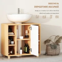 HOMCOM Dulap Sub Chiuvetă cu 2 Uși cu Închidere Lentă și 6 Rafturi Lemn natural(m-5)