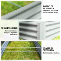 Outsunny Letto da Giardino Rialzato Orto Rialzato Acciaio 240x120x30cm Argento(m-7)