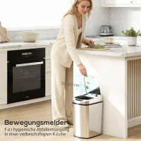 HOMCOM 12L Sensor-Mülleimer, Automatischer berührungsloser Küchenabfalleimer aus fingerabdruck-resistentem Edelstahl, Silber(m-4)