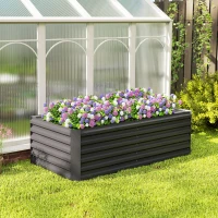 Outsunny Metaal hoogbed 180 x 90 x 57,5 cm diep tuinbed met open bodem steunstang donkergrijs(m-8)