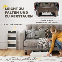 PawHut Hundetreppe 3 Stufen 36,5 cm Hoch Haustiertreppe für Kleine Hunde klappbar für Bett, Sofa, Couch Auto Cremeweiß(m-5)