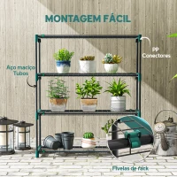 Outsunny Conjunto de 2 Suportes para Plantas de 4 Níveis Interior e Exterior Prateleiras Metálicas com Conectores Montagem Fácil Verde(m-6)