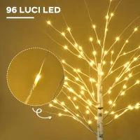 HOMCOM Albero di Natale Bianco con Luci LED e 12 Rami per Interni ed Esterni, in PP e Metallo, 22x22x180 cm(m-4)