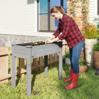 Outsunny Raised Bed for Garden, Wooden Elevated Planter Box with Bed Liner, for Flower Vegetable Herb, Dark Grey(m-9)