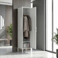 HOMCOM Armadio Metallico con Porta Chiudibile, Portanome e Asta Appendiabiti, 40x40x179 cm, Bianco(m-2)