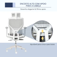 Vinsetto Cadeira de Escritório Giratória com Altura Ajustável Apoio para os Braços Apoio para a Cabeça e Suporte Lombar Reguláveis Encosto Alto 67x65x120-128cm Cinza(m-4)