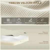 HOMCOM Canapé d'angle modulable 2 en 1, 267cm, canapé-lit 3 places en velours côtelé, larges assise et accoudoirs, crème(m-5)