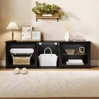 HOMCOM 65" TV Stand, with LED Lights and Storage - Black(m-9)