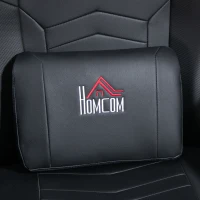 HOMCOM Fotel Gamingowy z Masażem, Regulowane Oparcie, Podnóżek, do 120 kg, Stelaż Stalowy, Sztuczna Skóra, Czarny(m-8)