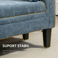 HOMCOM Bancă Capitonată pentru Dormitor cu Brațe, 2 Perne Cilindrice și Picioare din Lemn, 115,5x45x56 cm, Gri(m-6)