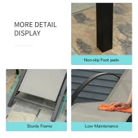 Outsunny 3 Pieces Sun Lounger Chair Set, Metal Frame Garden Outdoor Sunbathing Chair with Side Table and Armrest, Grey(m-15)