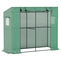 Outsunny Mini-kas, aanleunkas met oprolbare deur en gaasramen, UV-bestendig, voor bloemen, zaailingen, planten, Groen