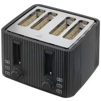 HOMCOM Tostadora 4 Ranuras Anchas 7 Niveles de Tostado Función Descongelar Recalentar y Cancelar Bandeja Extraíble Negro(m-11)