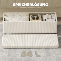 HOMCOM Sitzbank mit Stauraum, Aufbewahrungsbank, Cord-Design, Stahlrahmen, Beige(m-6)