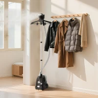 HOMCOM Défroisseur vapeur vertical défroisseur à vêtements 1,4 L 1950 W débit vapeur 32g/min tige telescopique noir(m-10)