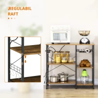 Homcom Suport Bucatarie – Cu Prize, USB & Rafturi Multifunctionale(m-5)