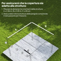 Outsunny Copertura per Gazebo Pergola con 8 Fori di Drenaggio, in Poliestere UV30+, 286x245 cm, Grigio Scuro(m-4)