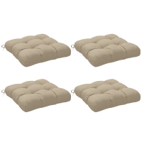 Outsunny Set of Waterproof & UV-Resistant Dining and Garden Chair Cushions with 2 Tie Cords 48x48x10 cm Khaki