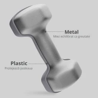 SPORTNOW Set de 2 Greutăți Hexagonale, Gantere cu Prindere Antiderapantă pentru Antrenament de Fitness Acasă,  26x12x12 cm, Gri(m-5)