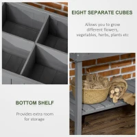 Outsunny Fir Wood Raised Rectangular 8 Compartment Plant Stand Dark Grey(m-4)