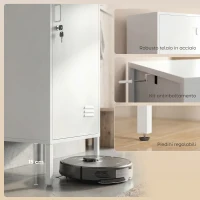 HOMCOM Armadio Metallico con Porta Chiudibile, Portanome e Asta Appendiabiti, 40x40x179 cm, Bianco(m-6)