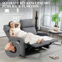 HOMCOM 2-Sitzer-Sofa, individuell verstellbare Rückenlehnen, Fußstütze, Stoffbezug, Stahl, Grau(m-4)