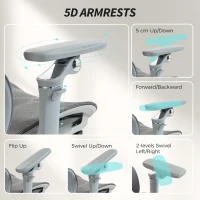 HOMCOM Ergonomic Office Chair, High Back Mesh Desk Chair, Grey(m-7)