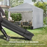 Outsunny Faltpavillon, zwei Seitenwände, Tragetasche, Stahlrahmen, hellgrau, 3 x 3 x 2,7 m(m-8)