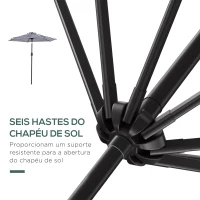 Outsunny Chapéu de Sol Exterior Ø230 cm com Ângulo Ajustável e Manivela Impermeável Azul e Branco(m-8)