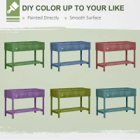 Outsunny Fir Wood Raised Rectangular 8 Compartment Plant Stand Dark Grey(m-5)