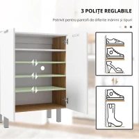 Homcom Dulap Pantofi Gri & Alb – 15–20 Perechi cu Rafturi Reglabile(m-4)