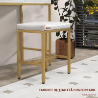 HOMCOM Masă de Machiaj cu Oglindă LED și Scaun, 2 Sertare, 5 Rafturi, pentru Baie, Alb(m-6)