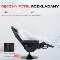HOMCOM Fotel Gamingowy z Masażem, Regulowane Oparcie, Podnóżek, do 120 kg, Stelaż Stalowy, Sztuczna Skóra, Czarny(m-5)
